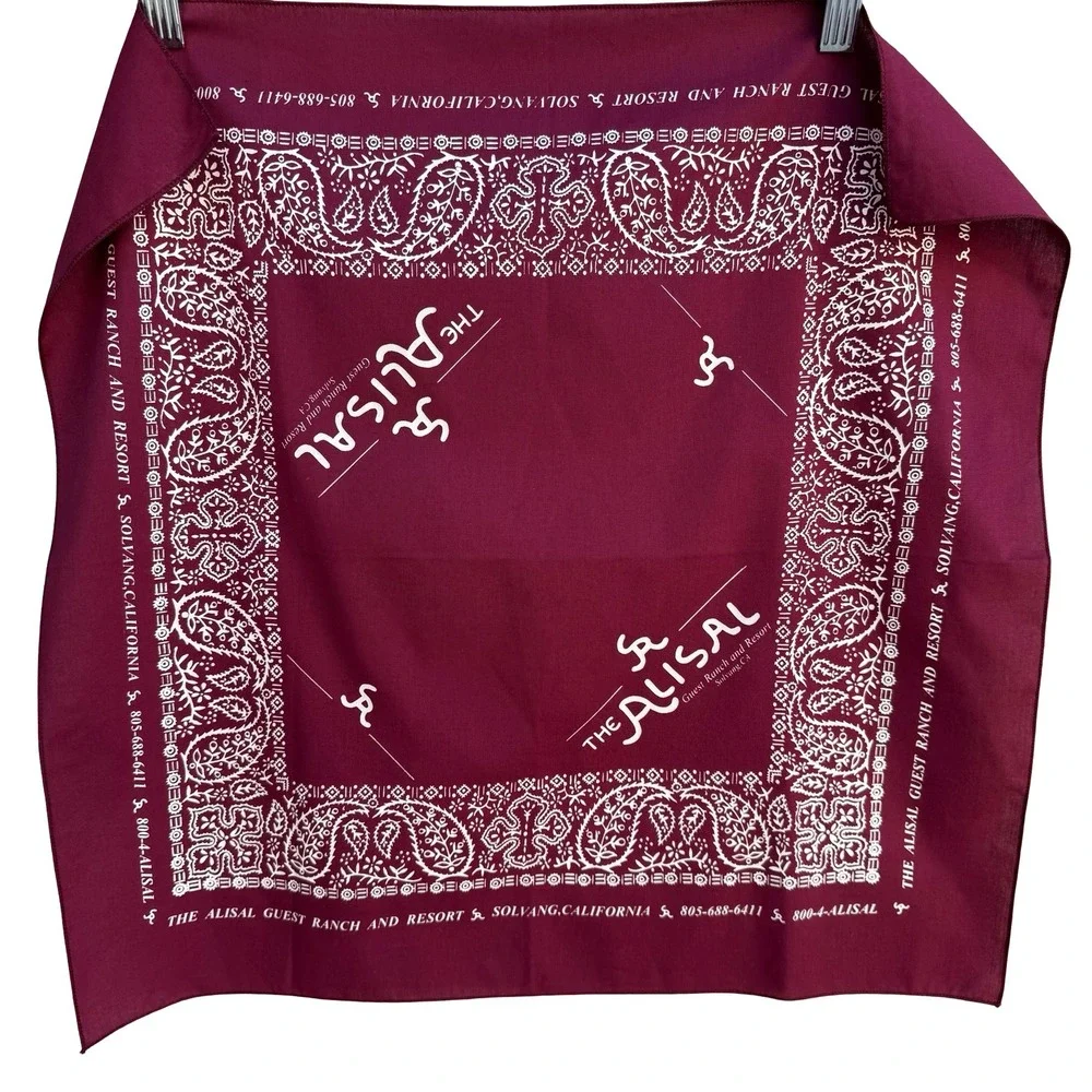 Alisal Ranch Resort Bandana Burgundy Paisley Solvang California Santa Ynez Scarf
